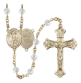 14 Karat Gold-Filled 6mm Austrian Crystal Guardian Angel/Coast Guard Rosary in Crystal