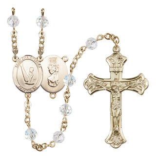 14 Karat Gold-Filled 6mm Austrian Crystal Saint Christopher/Gymnastics Rosary in Crystal