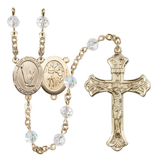 14 Karat Gold-Filled 6mm Austrian Crystal Saint Sebastian/Gymnastics Rosary in Crystal