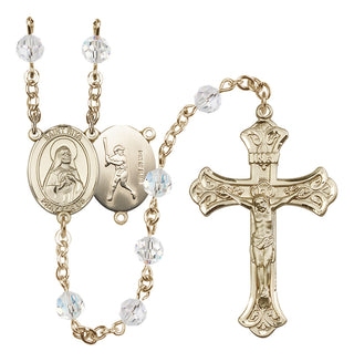 14 Karat Gold-Filled 6mm Austrian Crystal Saint Rita / Baseball Rosary in Crystal