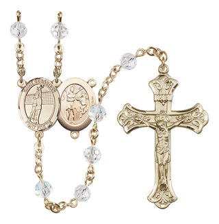14 Karat Gold-Filled 6mm Austrian Crystal Saint Sebastian / Volleyball Rosary in Crystal