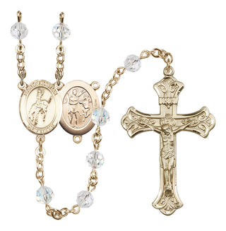 14 Karat Gold-Filled 6mm Austrian Crystal Saint Sebastian / Rodeo Rosary in Crystal
