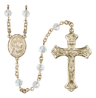 14 Karat Gold-Filled 6mm Austrian Crystal Holy Family Rosary in Crystal