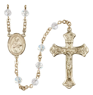 14 Karat Gold-Filled 6mm Austrian Crystal Saint Gabriel Possenti Rosary in Crystal