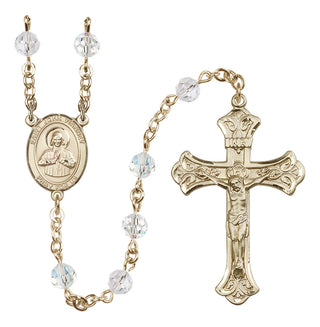 14 Karat Gold-Filled 6mm Austrian Crystal Saint John Vianney Rosary in Crystal