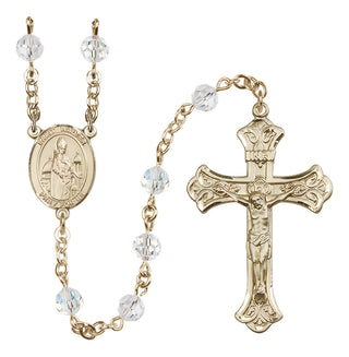 14 Karat Gold-Filled 6mm Austrian Crystal Saint Walter of Pontoise Rosary in Crystal