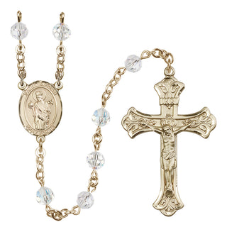 14 Karat Gold-Filled 6mm Austrian Crystal Saint Aedan of Ferns Rosary in Crystal