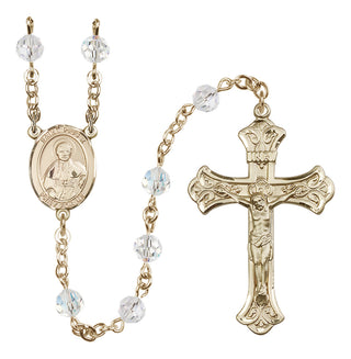 14 Karat Gold-Filled 6mm Austrian Crystal Saint Pius X Rosary in Crystal