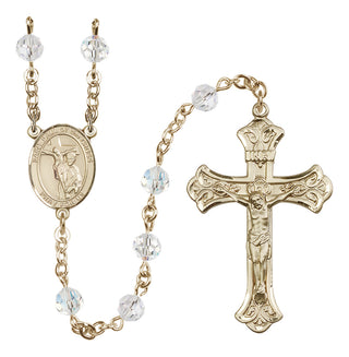 14 Karat Gold-Filled 6mm Austrian Crystal Saint Paul of the Cross Rosary in Crystal