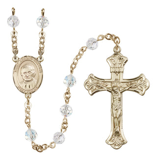 14 Karat Gold-Filled 6mm Austrian Crystal Saint Arnold Janssen Rosary in Crystal