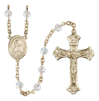 14 Karat Gold-Filled 6mm Austrian Crystal Immaculate Heart of Mary Rosary in Crystal