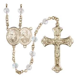 14 Karat Gold-Filled 6mm Austrian Crystal Divina Misericordia Rosary in Crystal
