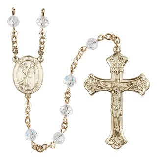 14 Karat Gold-Filled 6mm Austrian Crystal Saint Rocco Rosary in Crystal