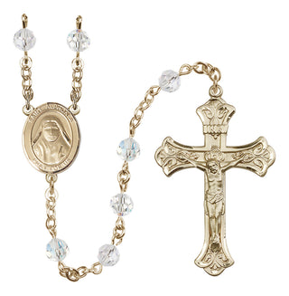 14 Karat Gold-Filled 6mm Austrian Crystal Saint Alphonsa of India Rosary in Crystal