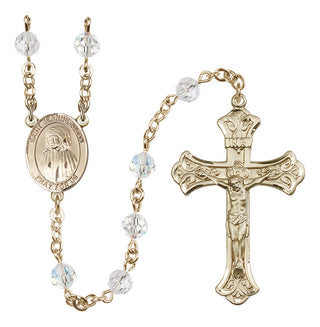 14 Karat Gold-Filled 6mm Austrian Crystal Saint Jeanne Jugan Rosary in Crystal