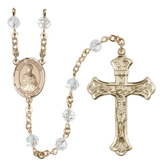 14 Karat Gold-Filled 6mm Austrian Crystal Saint Winifred of Wales Rosary in Crystal