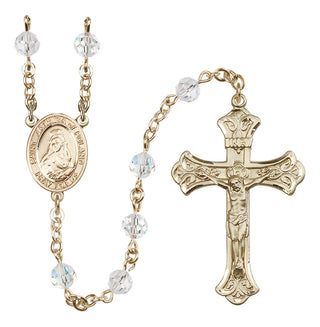 14 Karat Gold-Filled 6mm Austrian Crystal Saint Jadwiga of Poland Rosary in Crystal