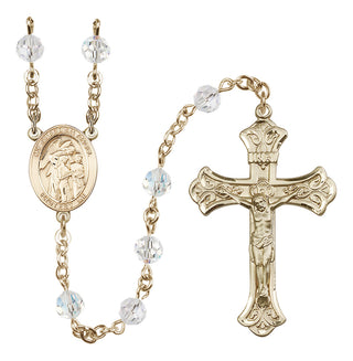 14 Karat Gold-Filled 6mm Austrian Crystal Guardian Angel w/Children Rosary in Crystal