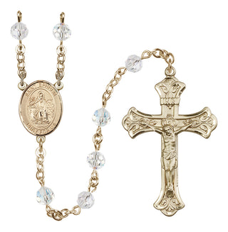 14 Karat Gold-Filled 6mm Austrian Crystal Saint Ephrem Rosary in Crystal