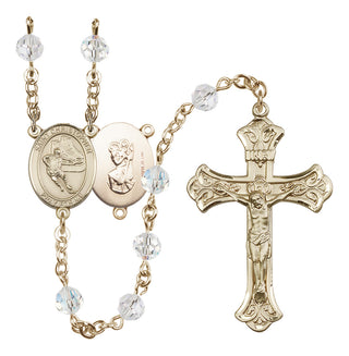 14kt Gold Filled 6mm Saint Christopher/Hockey Rosary