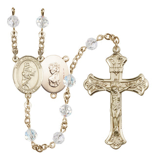 14 Karat Gold-Filled 6mm Austrian Crystal Saint Christopher/Softball Rosary in Crystal