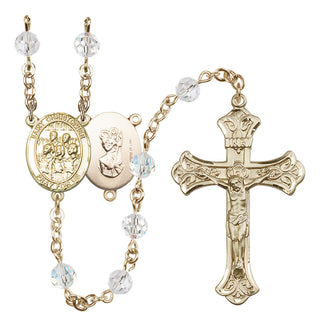 14 Karat Gold-Filled 6mm Austrian Crystal Saint Christopher / Choir Rosary in Crystal