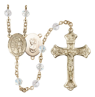 14 Karat Gold-Filled 6mm Austrian Crystal Saint Christopher / Karate Rosary in Crystal