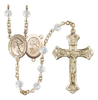 14 Karat Gold-Filled 6mm Austrian Crystal Saint Sebastian /Track&Field-Women Rosary in Crystal