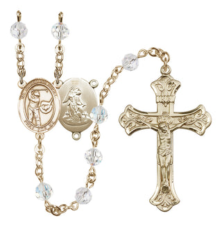 14 Karat Gold-Filled 6mm Austrian Crystal Guardian Angel/Golf Rosary in Crystal
