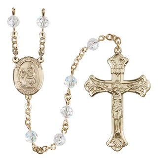 14 Karat Gold 6mm Austrian Crystal Saint Catherine of Siena Rosary in Crystal