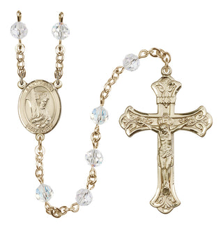 14 Karat Gold 6mm Austrian Crystal Saint Helen Rosary in Crystal