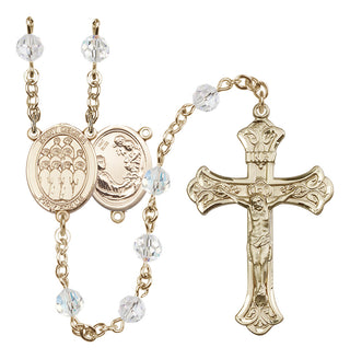 14 Karat Gold 6mm Austrian Crystal Saint Cecilia / Choir Rosary in Crystal