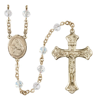 14 Karat Gold 6mm Austrian Crystal Madonna del Ghisallo Rosary in Crystal