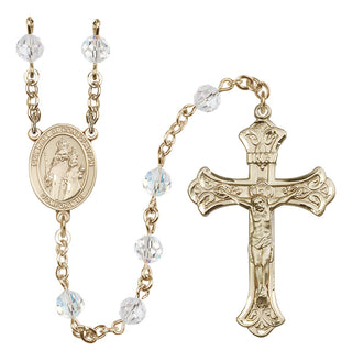 14 Karat Gold 6mm Austrian Crystal Our Lady of Consolation Rosary in Crystal