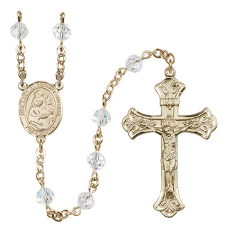 14 Karat Gold 6mm Austrian Crystal Our Lady of Prompt Succor Rosary in Crystal