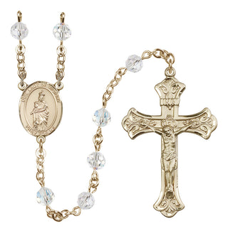 14 Karat Gold 6mm Austrian Crystal Our Lady of Victory Rosary in Crystal