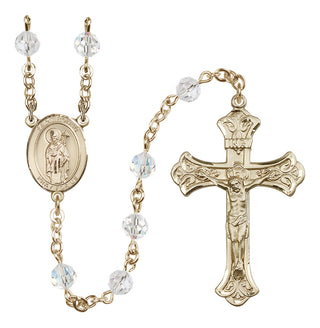 14 Karat Gold 6mm Austrian Crystal Saint Ronan Rosary in Crystal
