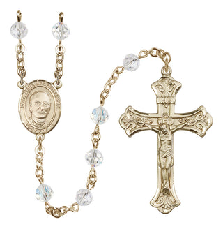 14 Karat Gold 6mm Austrian Crystal Saint Hannibal Rosary in Crystal