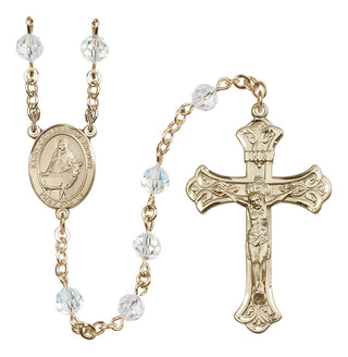 14 Karat Gold 6mm Austrian Crystal Saint Catherine of Sweden Rosary in Crystal