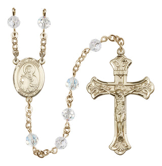 14 Karat Gold 6mm Austrian Crystal Saint Marina Rosary in Crystal