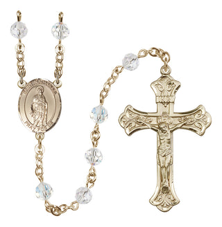 14 Karat Gold 6mm Austrian Crystal Saint Nathanael Rosary in Crystal