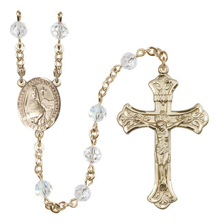 14 Karat Gold 6mm Austrian Crystal Saint Jeanne Chezard de Matel Rosary in Crystal