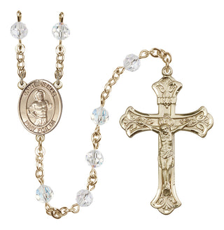 14 Karat Gold 6mm Austrian Crystal Saint Dismas Rosary in Crystal