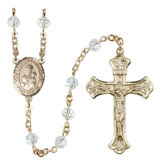 14 Karat Gold 6mm Austrian Crystal Our Lady of Czestochowa Rosary in Crystal