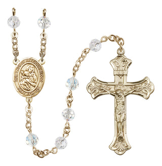 14 Karat Gold 6mm Austrian Crystal Our Lady of the Precious Blood Rosary in Crystal