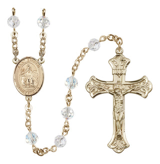 14 Karat Gold 6mm Austrian Crystal Saint Ephrem Rosary in Crystal