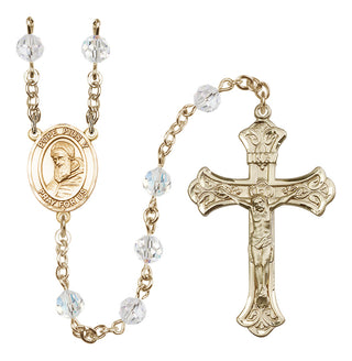 14 Karat Gold 6mm Austrian Crystal Pope Pius V Rosary in Crystal
