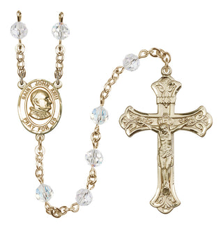 14 Karat Gold 6mm Austrian Crystal Saint John Xxiii Rosary in Crystal