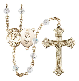 14 Karat Gold 6mm Austrian Crystal Saint Christopher/Basketball-Women Rosary in Crystal