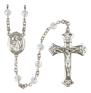 Sterling Silver 6mm Austrian Crystal Saint Boniface Rosary in Crystal